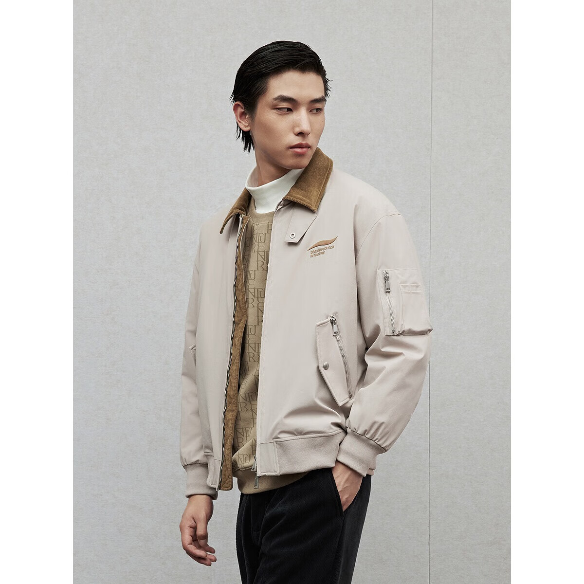 GXG男装 多款夹克合集 G24D214086浅卡其翻领夹克 L