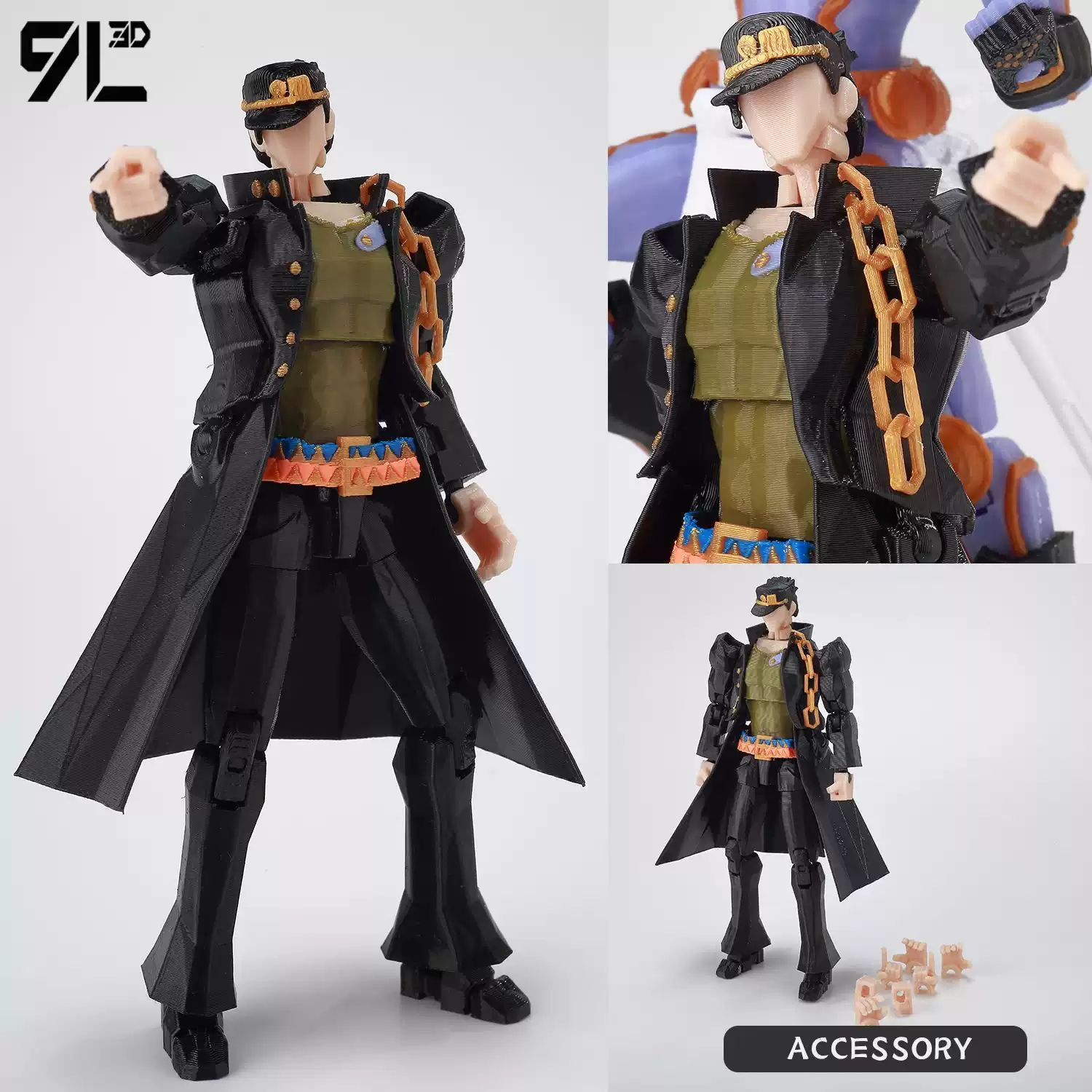 9l3d打印dummy可动人偶jojo的奇妙冒险白金之星手办中号 空条承太郎