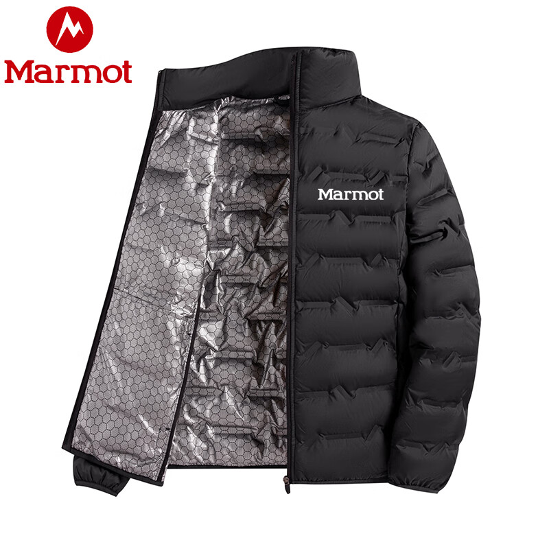 土拨鼠土拨鼠羽绒服男款2025新款冬季轻薄款白鸭绒外套保暖羽绒衣 黑色 M