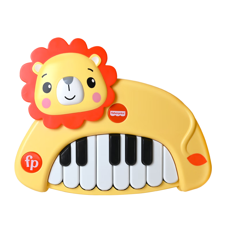 費雪（Fisher-Price）電子琴兒童玩具 寶寶彈奏樂器早教音樂啟蒙嬰幼兒貓琴小獅子F6627