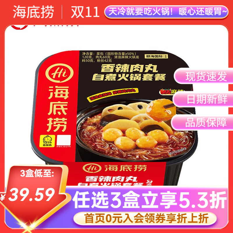 海底捞自热火锅方便速食加班懒人食品自煮学生宿舍夜宵大分量【任选】b 香辣肉丸272g*1盒