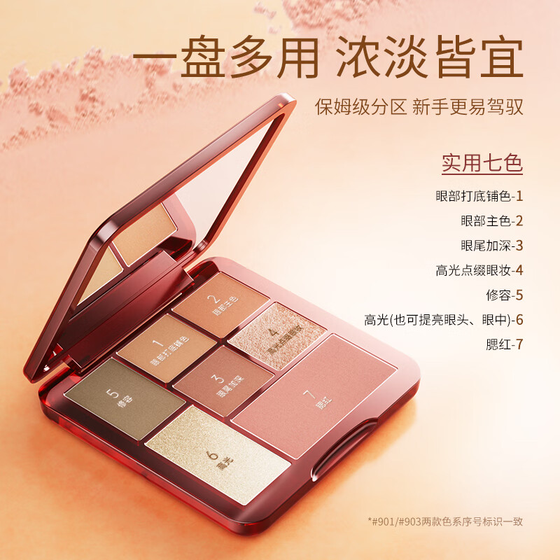 纪颜美记七色眼影盘 哑光大地红棕色系 多功能显色细腻不飞粉懒人一抹成型 大地盘 13.5g