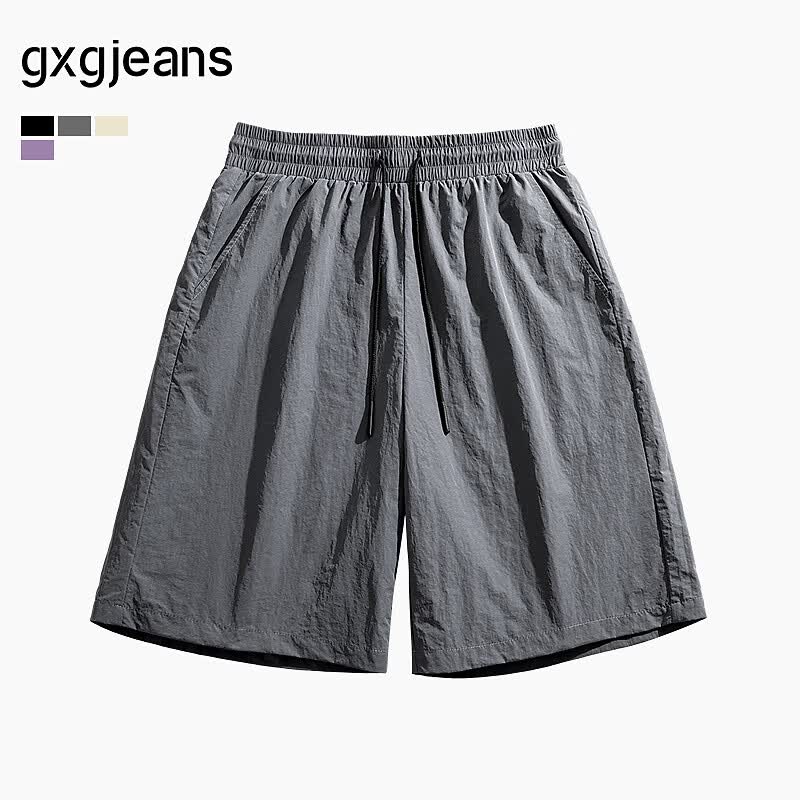 gxgjeans男装 多色休闲宽松直筒短裤 25年夏新品 深灰色 L (175) -31码