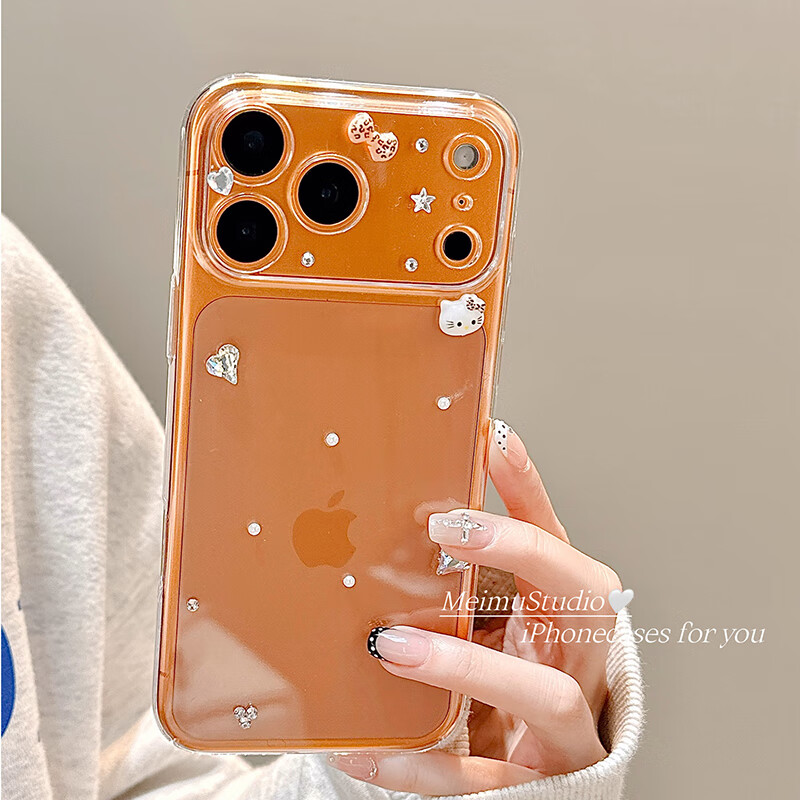 八脚兽极简ins透明点钻猫咪适用iphone17promax新款手机壳苹果15日韩16pro超火14全包女高级感 透明点钻猫咪蝴蝶结手机壳 iPhone 17 Pro