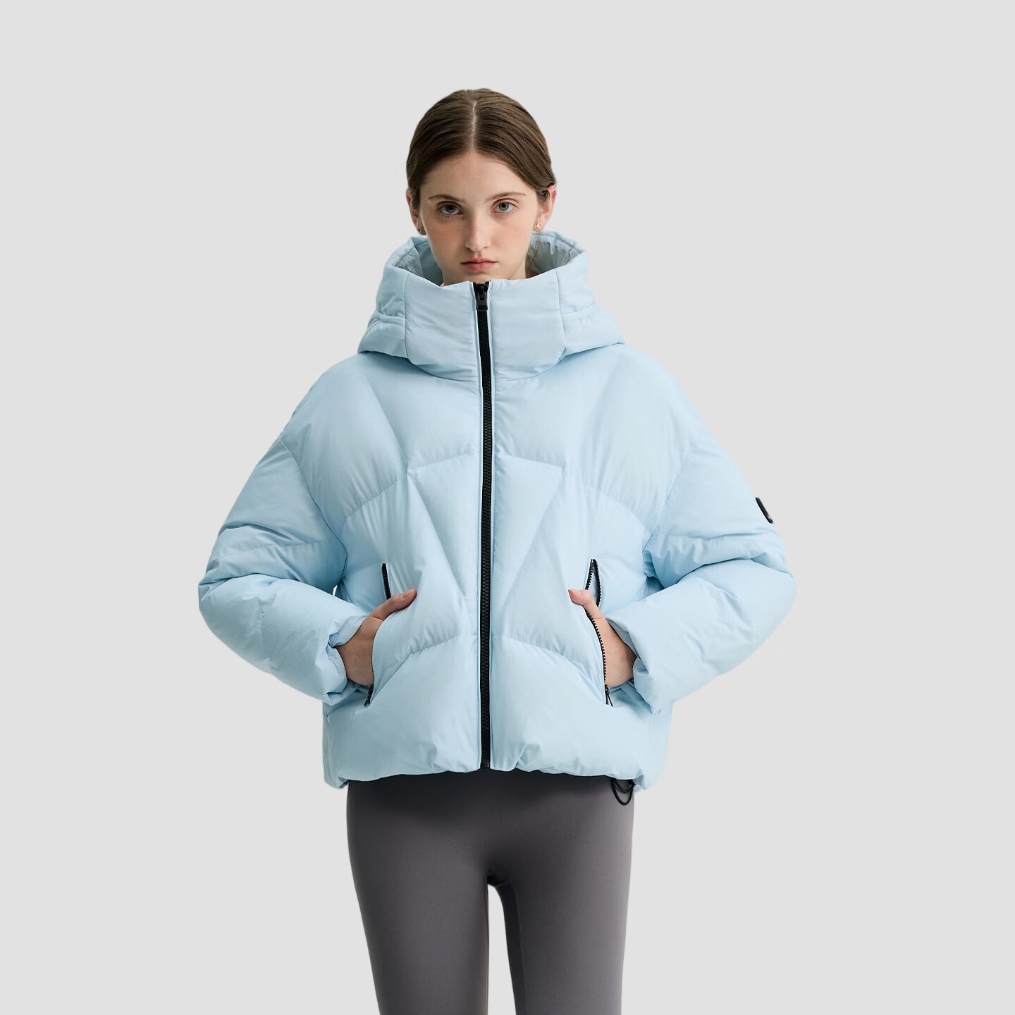 冰洁BINJORA 25冬新款短款羽绒服女连帽防风保暖面包服外套J5400DR30T 湛星蓝 S (160) 【体重约50-60KG】