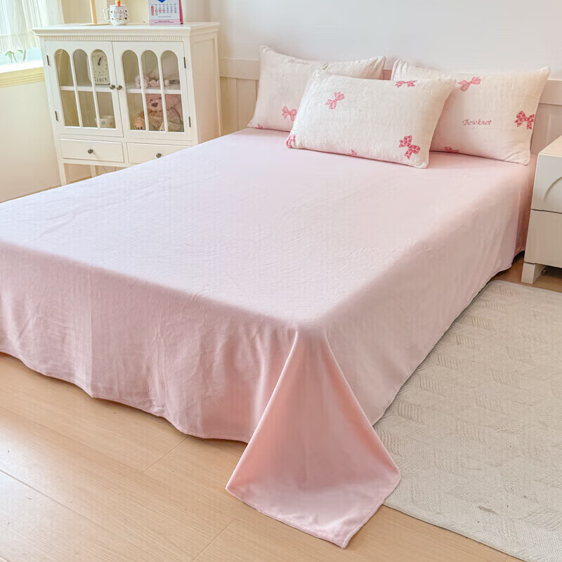 软贝小清新牛奶绒床上四件套保暖毛绒床单被套学生宿舍秋冬款三件套 蝴蝶结 床单款 2.0m 被套200*230cm 四件套