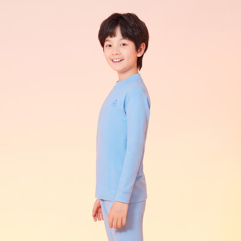 红豆儿童秋衣秋裤男女中大童秋冬加绒加厚5A防螨保暖内衣套装 男童【加护膝】(中领) 170