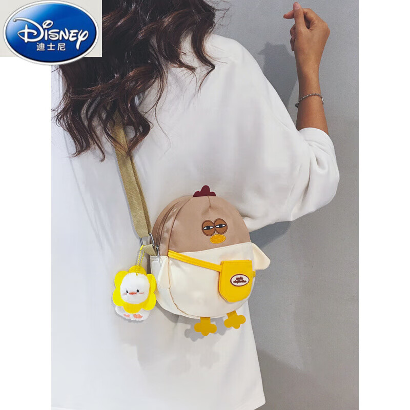 迪士尼（Disney）可爱迷你帆布包包女2025秋季新款休闲小众手机包儿童卡通斜挎小包 白配卡其【裸包】