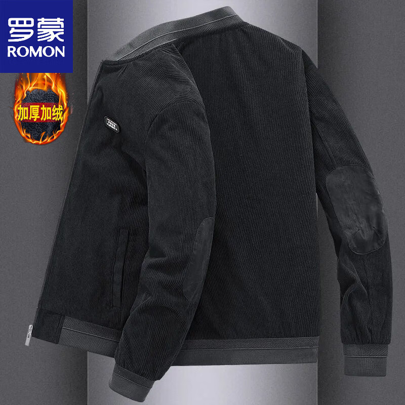 罗蒙（ROMON）外套男2025春秋季新款工装宽松上衣服男棒球领复古潮流薄夹克男潮 灰色【加绒】 加厚 XL