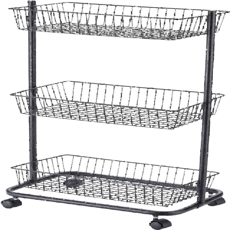 歐潤(rùn)哲 廚房置物架 落地儲(chǔ)物架置物架 移動(dòng)小推車客廳雜物架 3層黑色