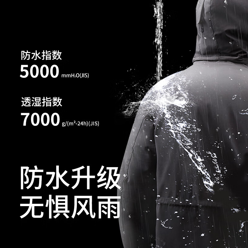 君羽反季羽绒服男中长款男士800蓬工装服派克服加厚防水鹅绒服 深卡其 3XL 推荐女171-180斤/男196-220斤