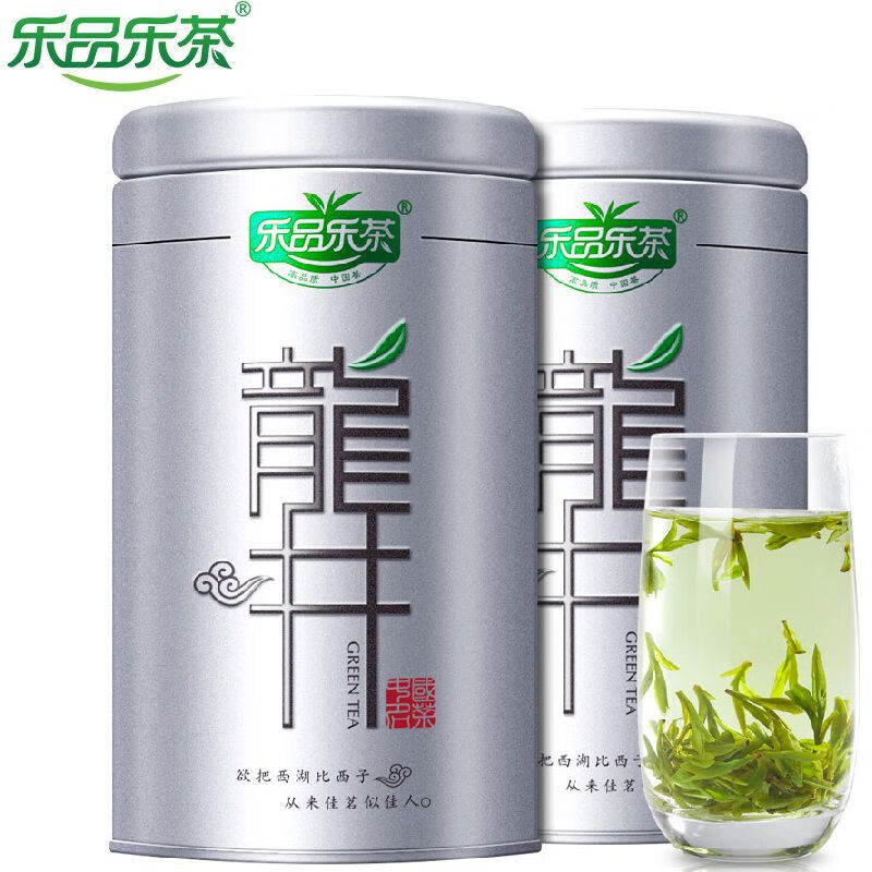乐品乐茶龙井绿茶茶叶雨前豆香浓香型嫩芽春茶罐装200g100g2罐 叶雨前豆香浓香型嫩芽春茶罐装200g100g*2罐