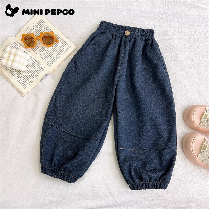 小猪班纳（PEPCO）儿童牛仔裤童装秋装男女童裤子春秋新儿童休闲宽松牛仔裤灯笼裤 拼接牛仔裤 150 cm(身高135-145cm)