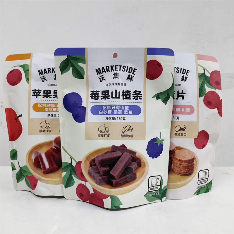 沃尔玛超市沃集鲜莓果山楂条山楂片苹果果丹皮独立装零食 山楂片 180g