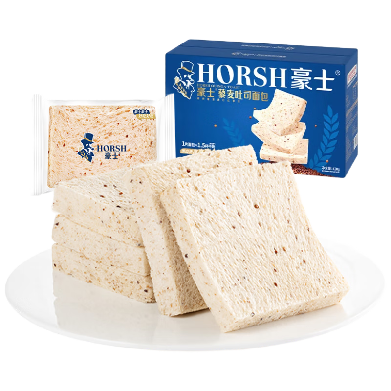 豪士面包全麦藜麦吐司420g 早餐休闲零食0蔗糖减肥减脂零食办公室糕点