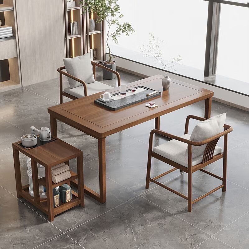 定舟实木茶桌家用新中式茶桌椅组合现代轻奢茶水柜简约办公室茶桌茶台 单桌:80*60*75*厚5公分