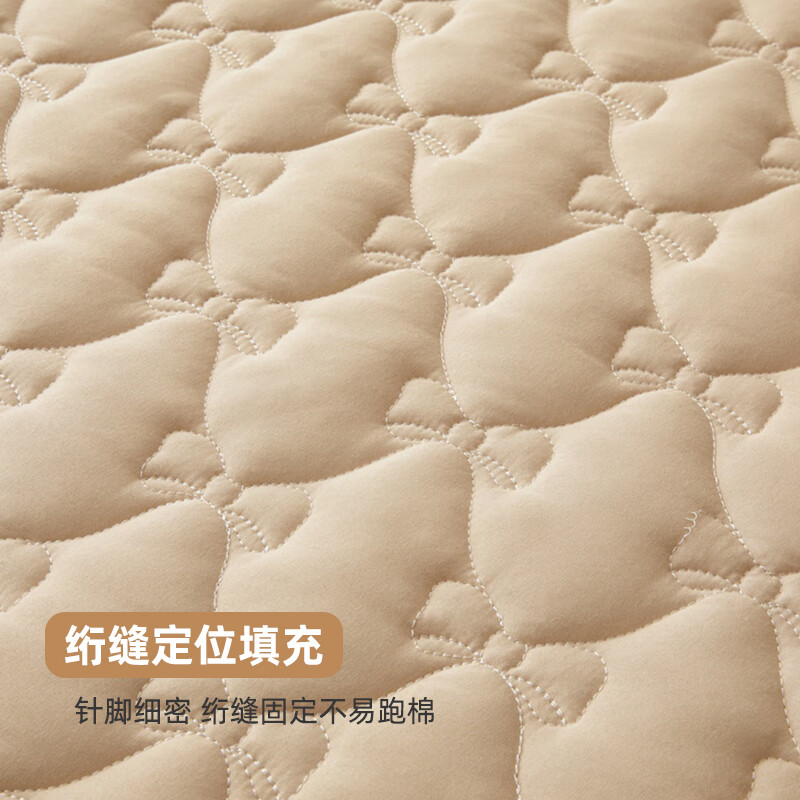 雅鹿加厚夹棉床笠防尘绗缝床罩三件套隔脏床盖床垫保护套床上用品 蝴蝶结床笠-奶茶【蓬松柔软 四季通用】 180*200cm单床笠+枕套一对
