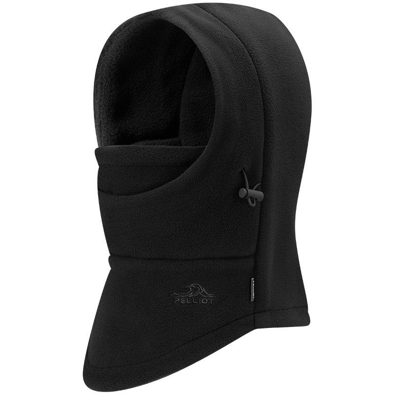 伯希和（Pelliot）[P系列]户外抓绒冷帽登山滑雪防风防寒帽子男女面罩165034027男黑