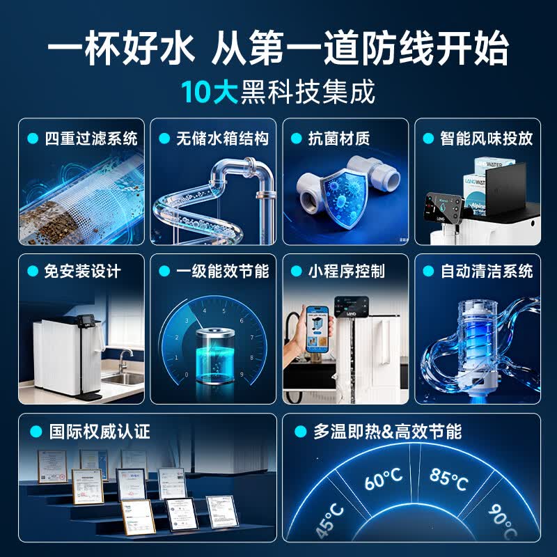浪洱之泉瑞士品牌轻奢果味矿泉净水机器加热直饮一体机弱碱性矿物质水ro反渗透直饮软水机家用 2025款 【顶配版】蓝色瑞士矿泉机+AB矿物质盒1组