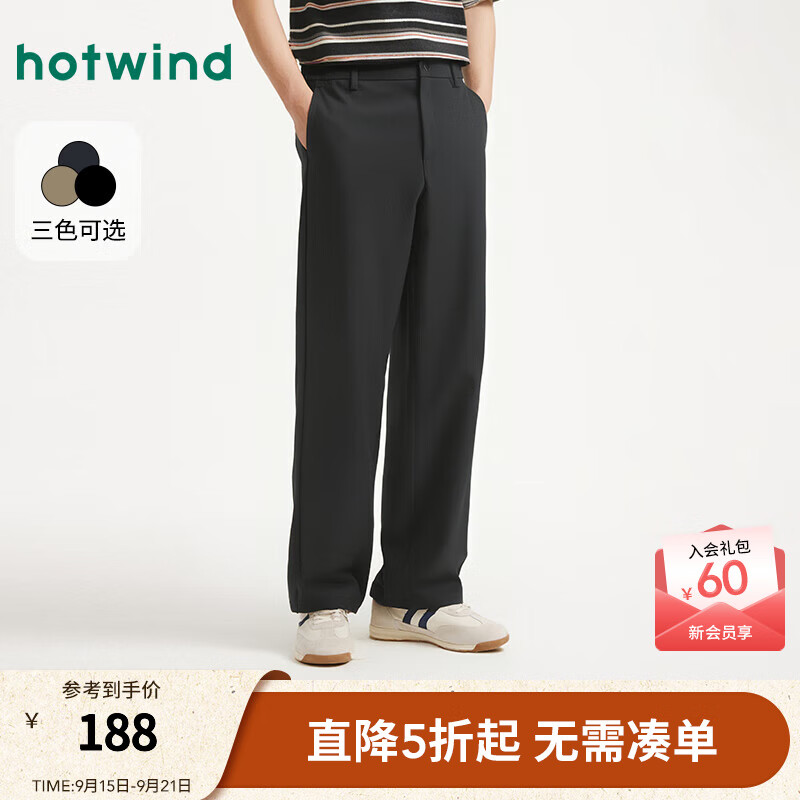 热风【商场同款】男士休闲裤2025年秋季新款百搭通勤长裤宽松休闲长裤 01黑色 XL