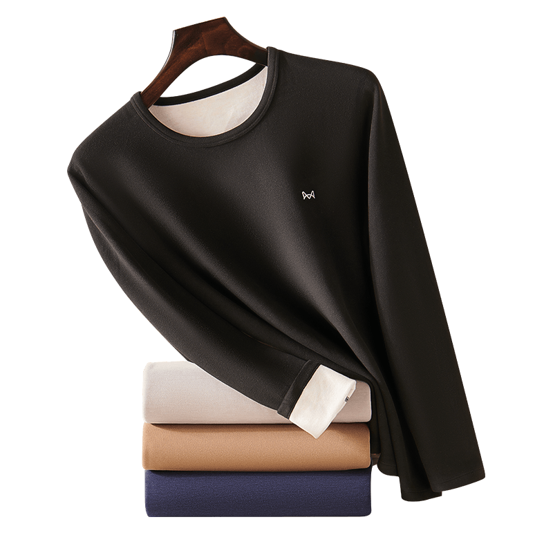 貓人10A抑菌防螨含羊絨蠶絲男士保暖內(nèi)衣男加絨秋衣秋褲套裝黑色3XL