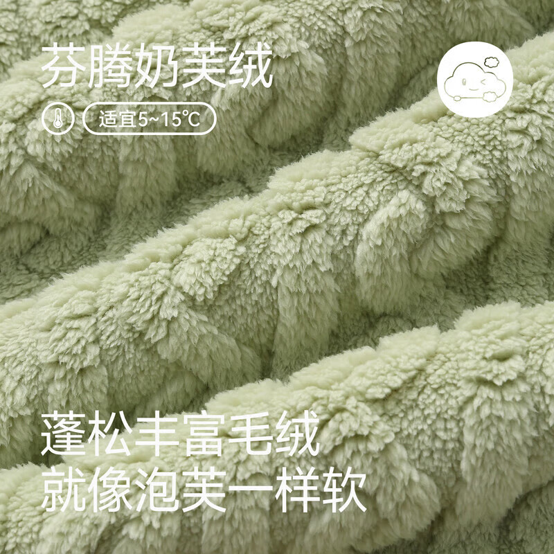 芬腾珊瑚绒睡衣女秋冬加厚保暖加绒休闲大码宽松可爱套头家居服套装 草绿 M 建议90-110斤