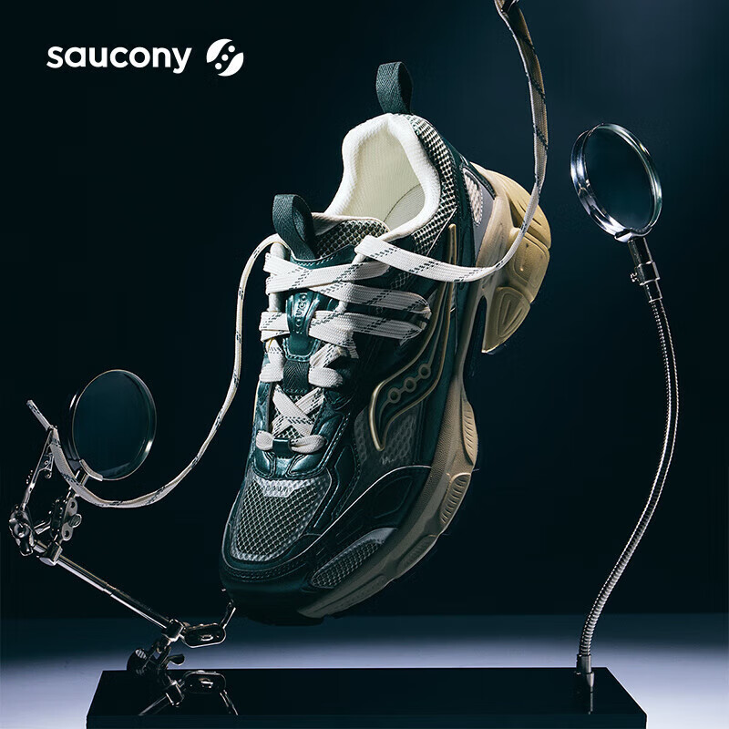 Saucony索康尼2K CAVALRY新款秋冬情侣复古休闲跑步鞋老爹鞋 绿银 42