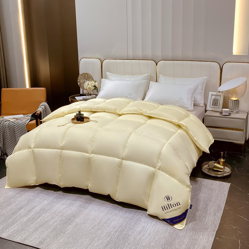浪莎（LangSha）羽丝绒被五星级酒店鸭丝绒被子被芯春秋被棉被秋冬被加厚保暖被褥 米黄色【抗寒保暖 混带95白鹅绒】 150*200cm6斤