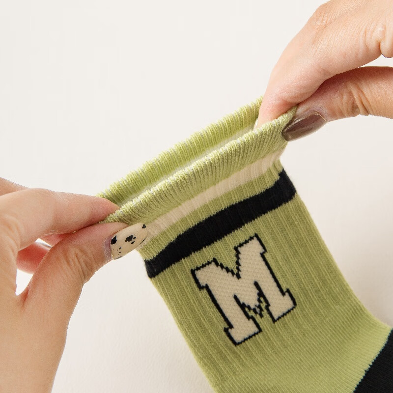 caramella儿童袜男童女童秋冬季棉袜亲肤透气中筒袜休闲舒适小中大童袜子 男童字母款5色 5双 9-12岁 (XL)