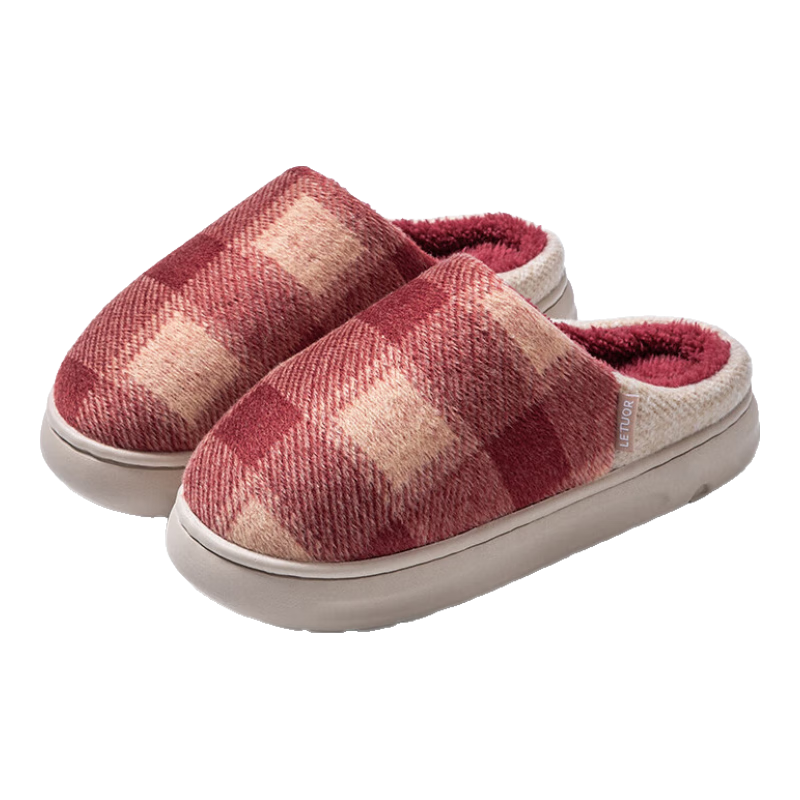 樂拖秋冬季棉拖鞋男室內(nèi)居家毛絨保暖透氣情侶厚底家用阻滑拖鞋男