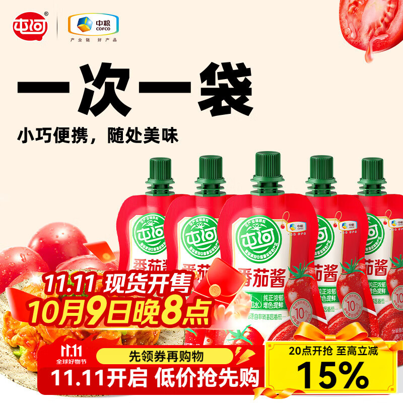 屯河新疆内蒙番茄酱小包100g零添加剂西红柿酱挤挤装便携使用袋装 100g*5袋