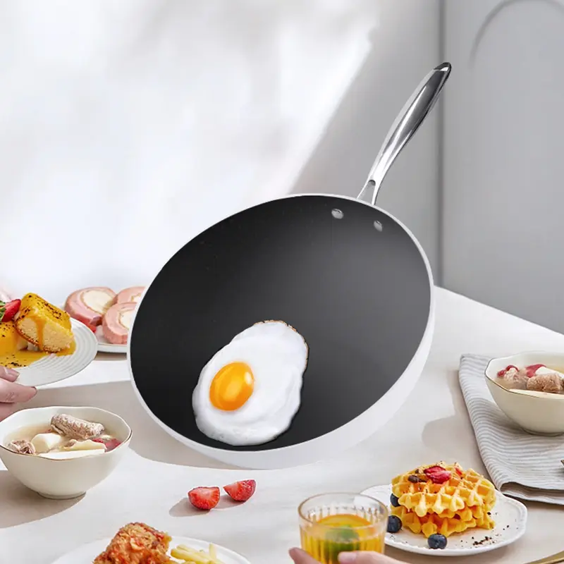 乐卡斯特超强不粘锅0氟加厚钛锅不挑灶耐磨抗造炒菜不粘轻烟少油明星同款 【黑色】不粘炒锅 32cm