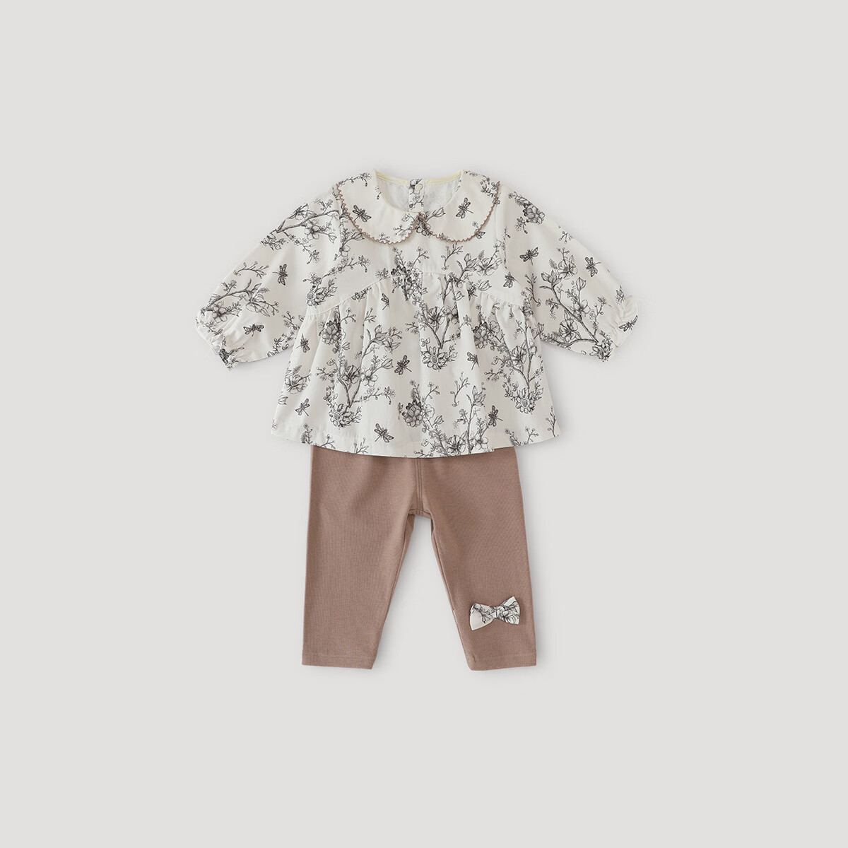 巴厘小猪女童秋装2025新款女宝宝两件套森系分体衣ins风春秋衣服儿童套装 时光清浅 100 cm