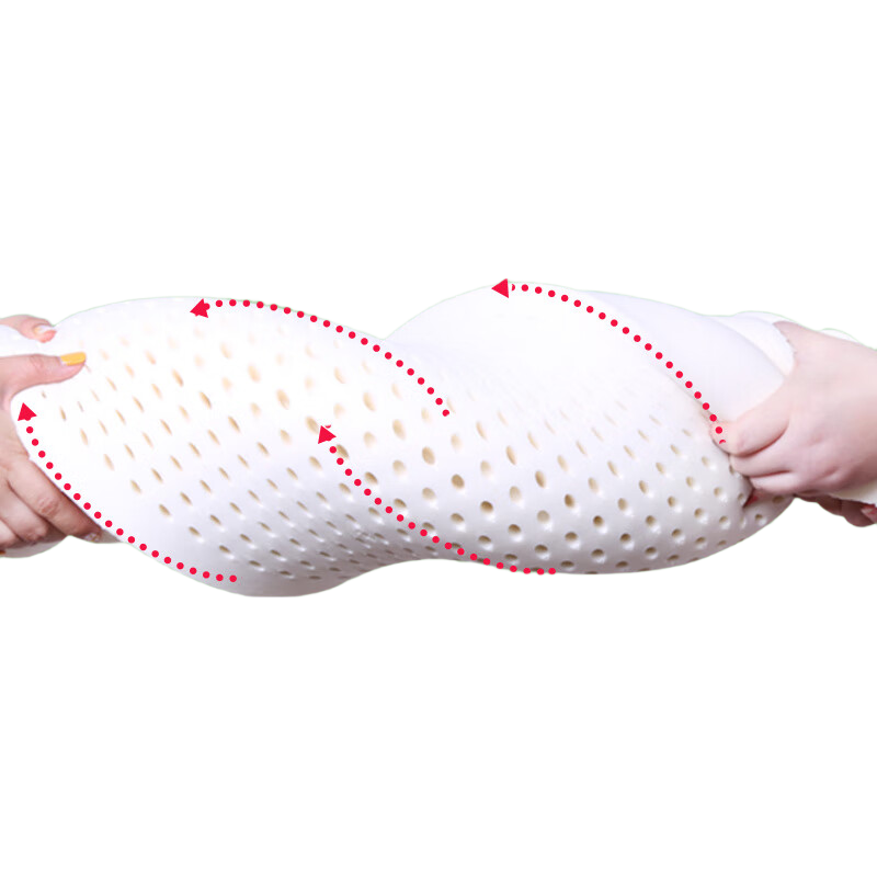 諾伊曼泰國天然乳膠慢回彈頸椎枕頭成人乳膠枕頭橡膠 進口乳膠原液 【波浪枕-大號】60*40*7-5 單只