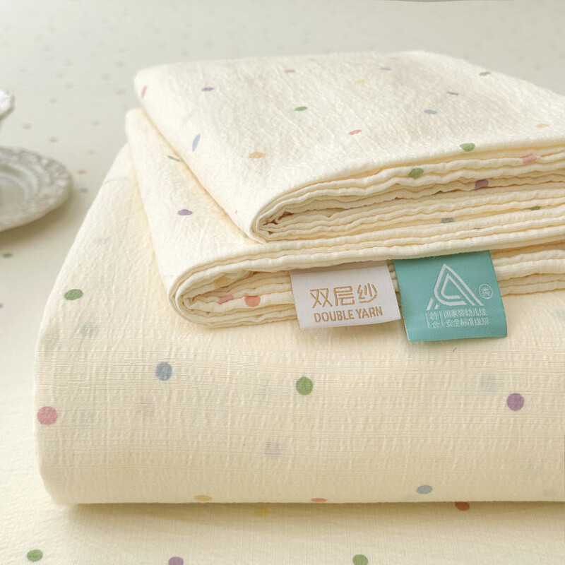 多喜愛（Dohia）小清新雙層紗床單單件非全棉純棉水洗棉被單三件套學(xué)生宿舍單雙人 奶油波點【A類軟糯雙層紗 親膚舒適透氣 水洗不易皺 床單單件：適合1.5/ 200cm*230cm