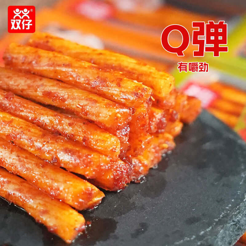 素牛筋牛筋传说辣条素牛板筋麻辣零食网红办公室休闲解馋零食 双仔金标素牛筋30包