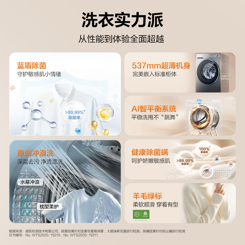 海尔滚筒洗衣机全自动11公斤超薄525大筒径大容量滚筒洗衣机八维减震蓝盾除菌一级能效以旧换新补贴 【洗脱新品】冲浪洗+蓝盾离子除菌+羊毛绿标