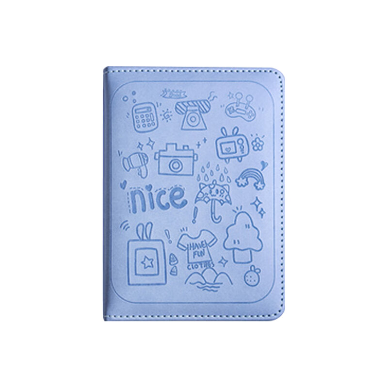 孩视宝笔记本本子简约加厚记事本商务会议记录本办公文具日记本 蓝色