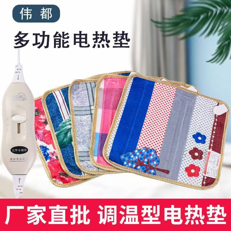 胖东来同款电热毯单双人电褥子双控调温家用智能定时冬季保暖学生 印花垫40*40