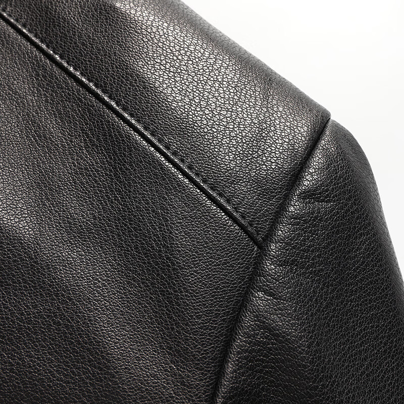 拾福羊皮皮衣男短款翻领皮夹克秋冬商务休闲外套中老年爸爸装上衣衣服 黑色 4XL (195)