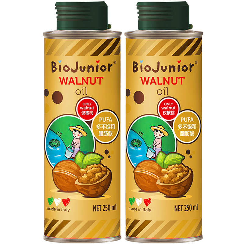 碧歐奇（Biojunior）精選意大利進(jìn)口核桃油寶寶營(yíng)養熱炒油兒童輔食用油 250核桃油兩瓶裝