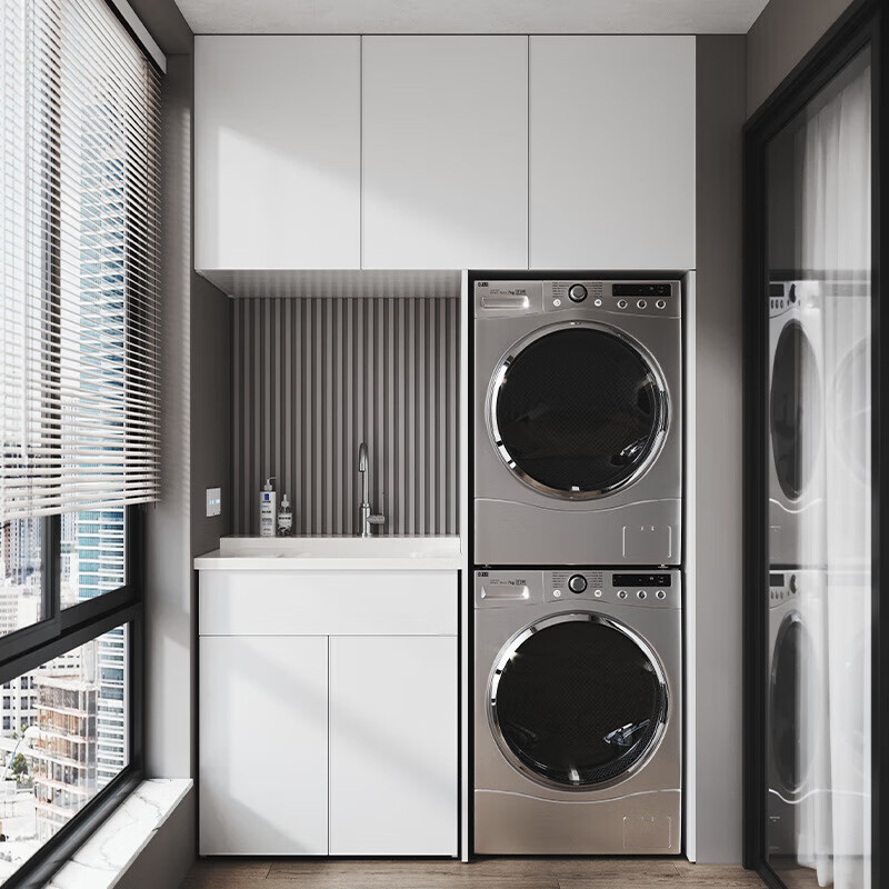 嗹阳台柜洗衣柜洗衣机烘干机叠加组合柜双机伴侣洗衣洗衣 定制看尺寸