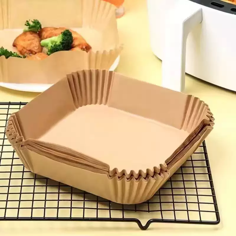 comfee烤箱炸锅专用纸盘烧烤耐高温吸油纸垫食物圆形烘焙硅油空气家用纸 大号(方形)100只