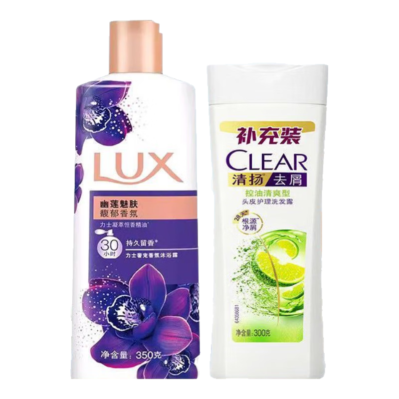 ���ڲ��������CLEAR��ϴ��ˮ��ԡ¶ϴԡ��װ��ˬ���͸�Դȥм������Ůѧ�����������Ʒ ������ˬ300gƿ+���������ԡ350gƿ