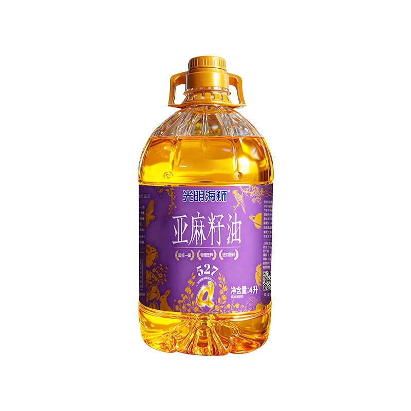 海狮头道压榨亚麻籽油 食用油 亚麻酸含量达52%-70%保真 7.2斤