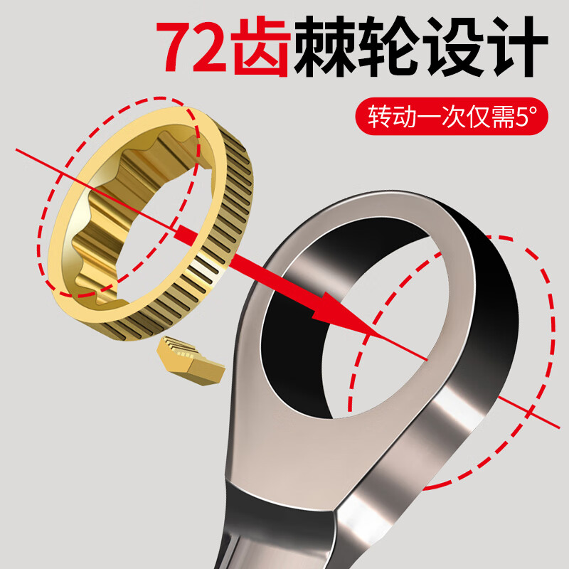 德力西电气两用快速棘轮扳手套装省力自动梅花开口13快轮万能工具大全 黑金棘轮扳手12mm【加长加厚