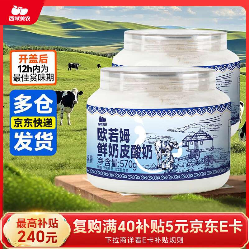 西域美农鲜奶皮子酸奶570g*2内蒙古手工奶皮子老酸奶不添加防腐剂源头直发