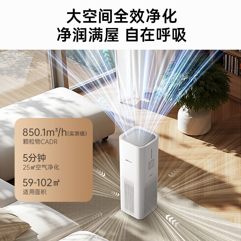 海尔(haier)【2025旗舰新品】大白鲸净化加湿一体机空气净化器家用氨基酸分解甲醛除菌消毒机千分位甲醛数显 【新品旗舰机皇】KJ850F-JSQ8U1