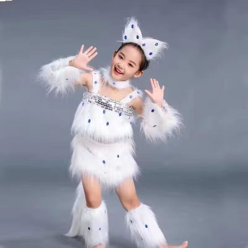 兰伶坊波斯猫演出服儿童幼儿园快乐星猫小花猫舞蹈服学猫叫动物服装 精品长毛6样 100 cm