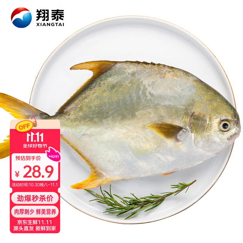 翔泰 海南大规格金鲳鱼550g1条 海鱼 生鲜鱼类 火锅 海鲜水产 
